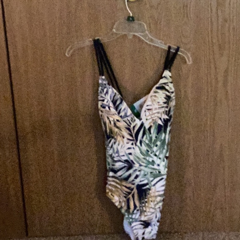 Hurley Green Leaf Print One-Piece Swimsuit